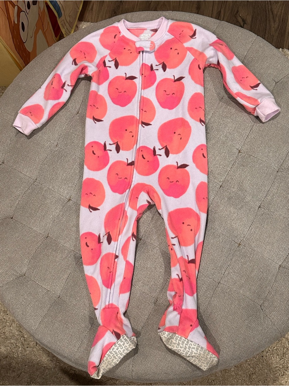 Carter's Pink Apple Print Footed One-Piece Pajamas